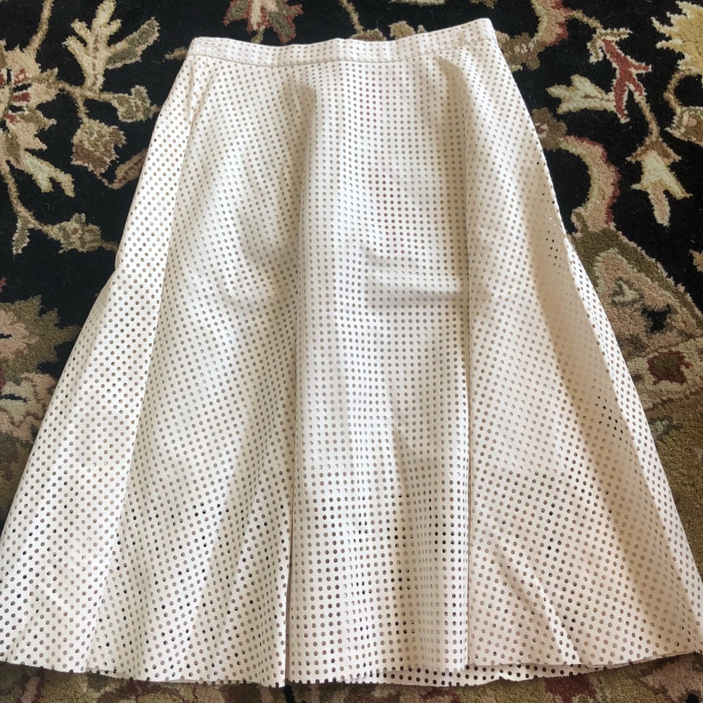 Vegan white leather midi circle skirt - Picture 2 of 5